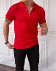 Slim Fit Örme Kumaş Fermuar Detaylı Polo Yaka Tshırt
