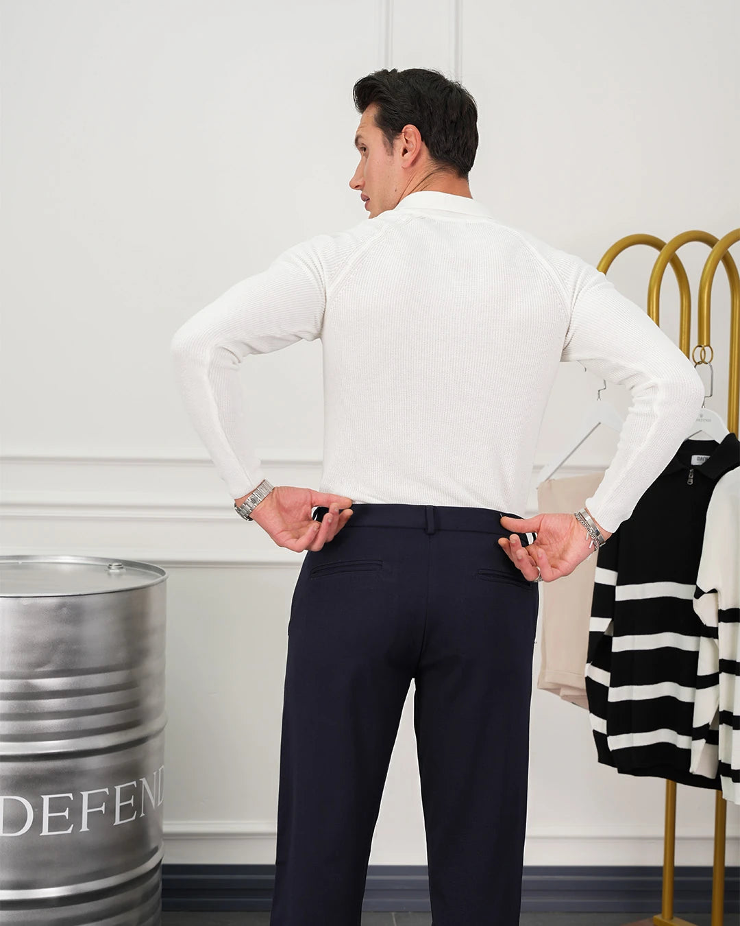 Slim Fit Kalıp Fermuar Detaylı Örme Kazak