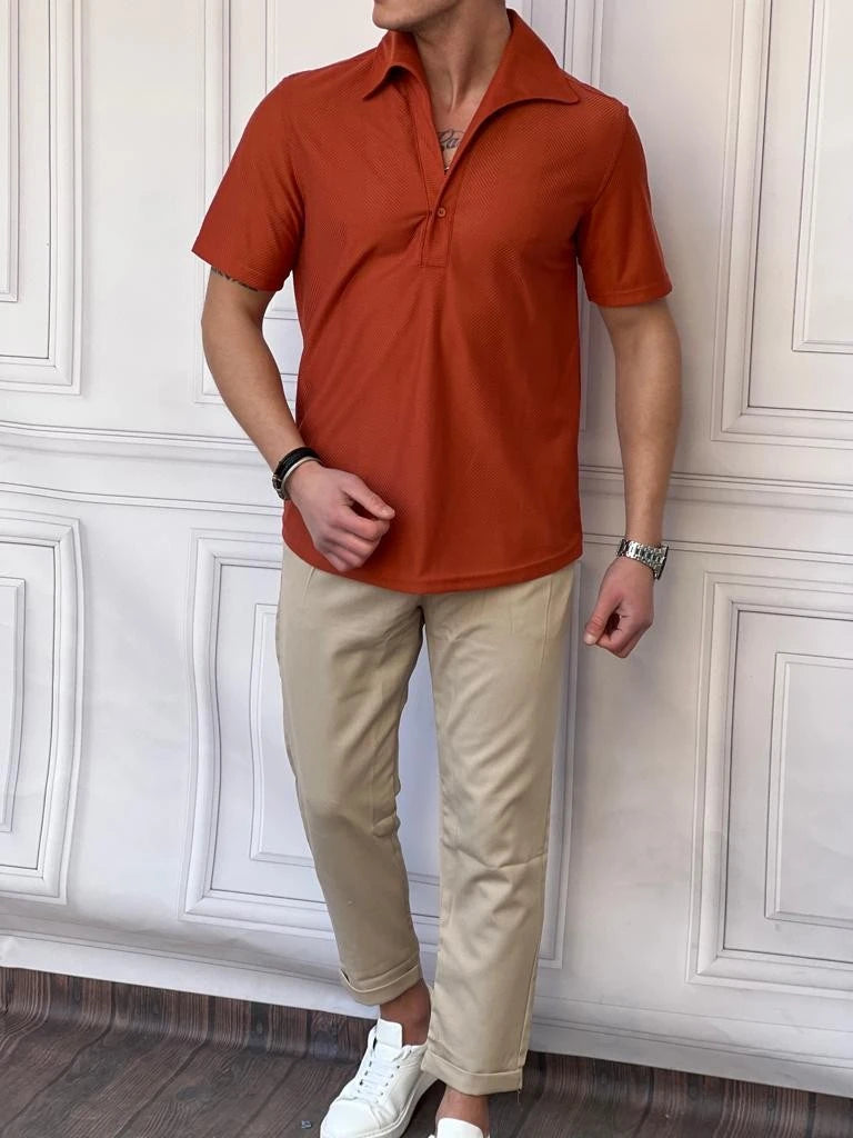 Kayık Yaka Balıksırtı Desen Kısa Kollu Tshırt