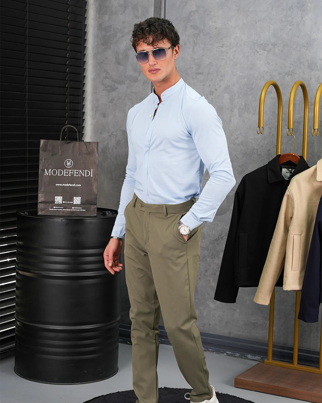 %100 Pamuklu Slimfit Gizli Kanun Yaka Gömlek