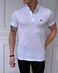 Slim Fit Düğme Detaylı Pamuklu Yan Çizgi Model  Polo Yaka Tshırt
