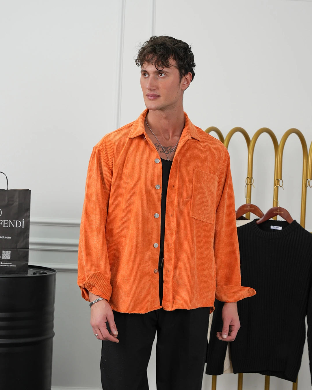 Fitil Kadife Oversize Gömlek