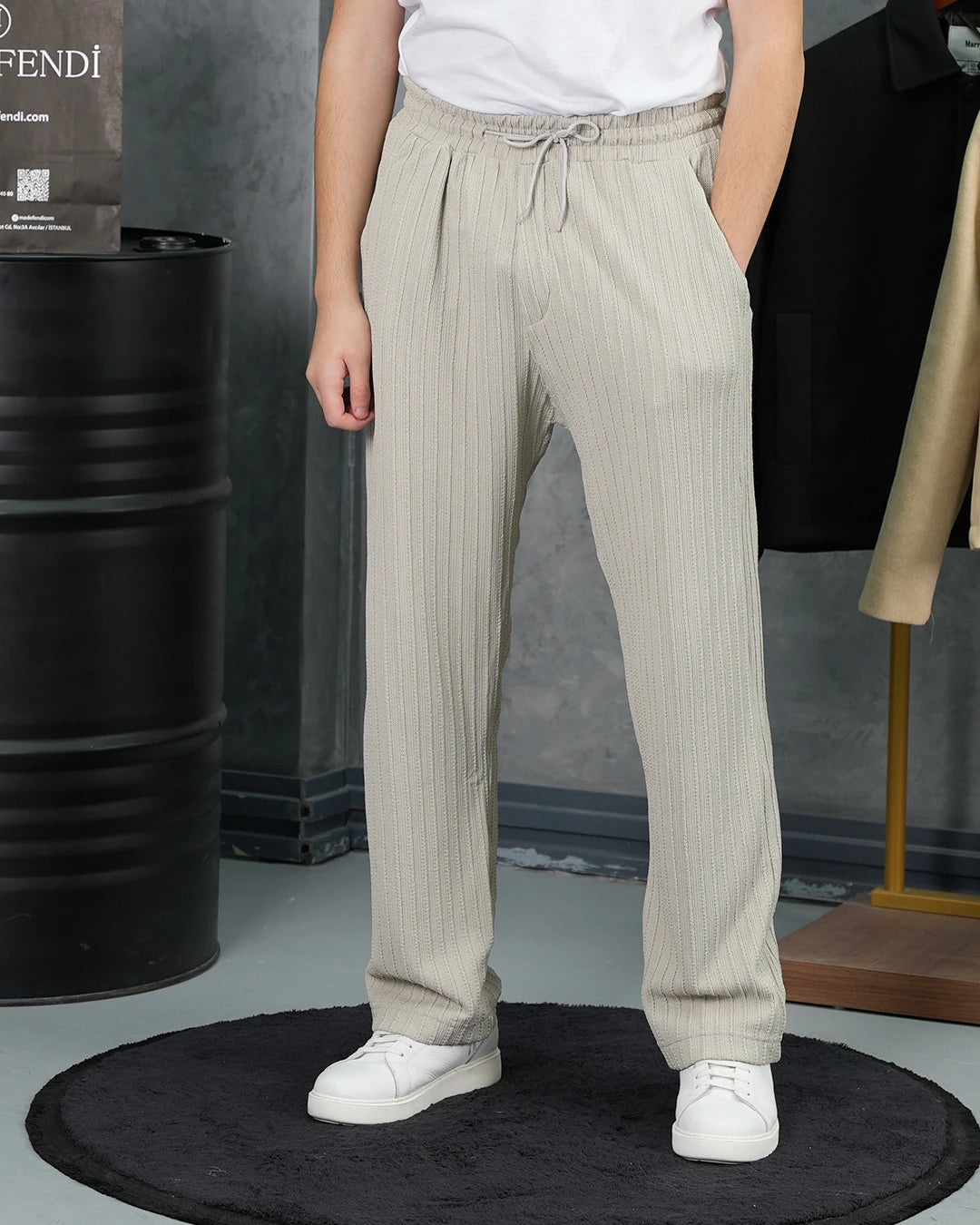 Örgülü Model Baggy Kesim Jogger İpli Pantolon