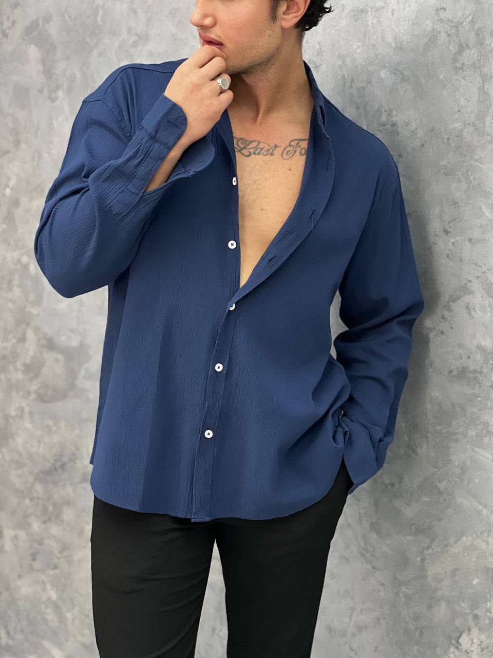 Krinkıl Kumaş Oversize Kesim Keten Gömlek