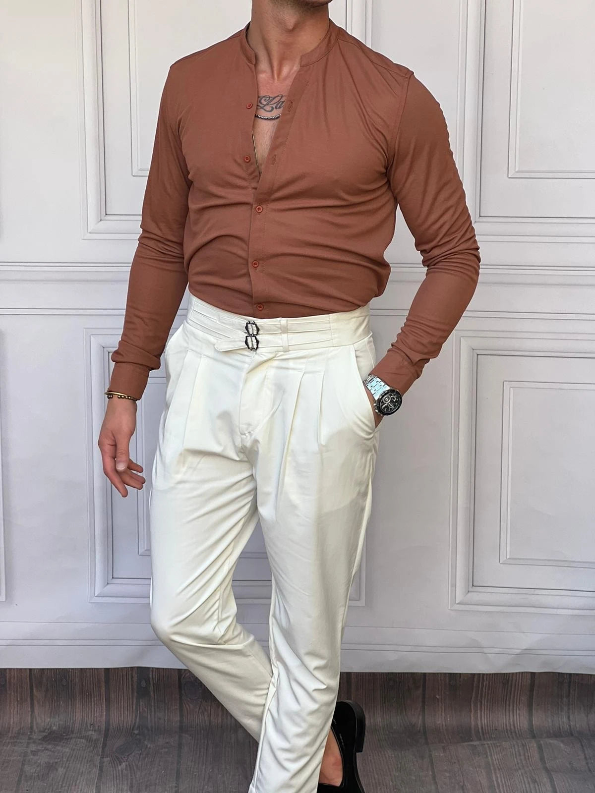 Pamuk Likra Hakim Yaka Gömlek