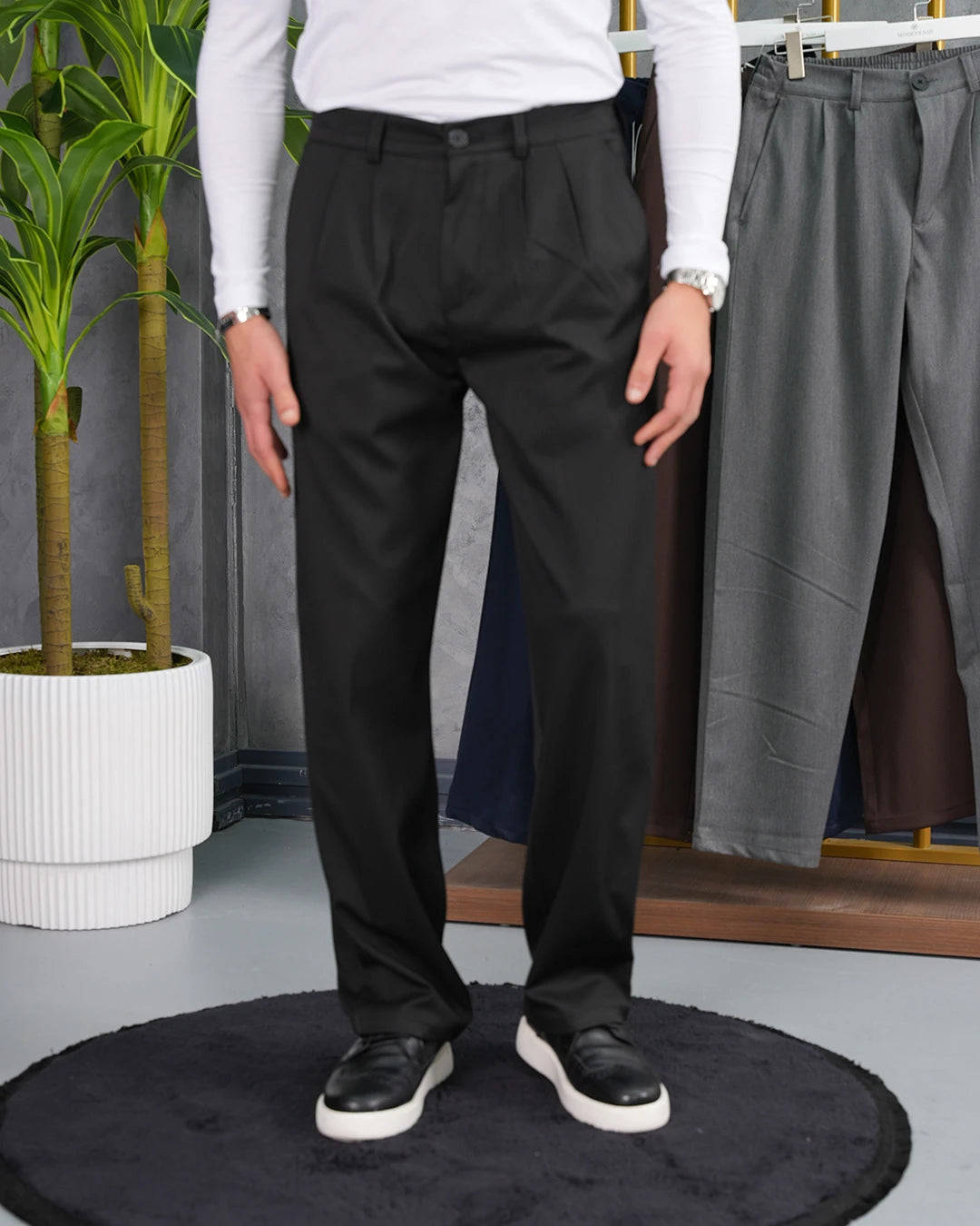 Çift Pile Pamuk Likra Baggy Kumaş Pantolon