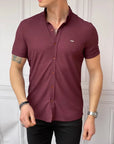 Slim Fit Pamuk Örme Polo Yaka Kısa Kollu Gömlek