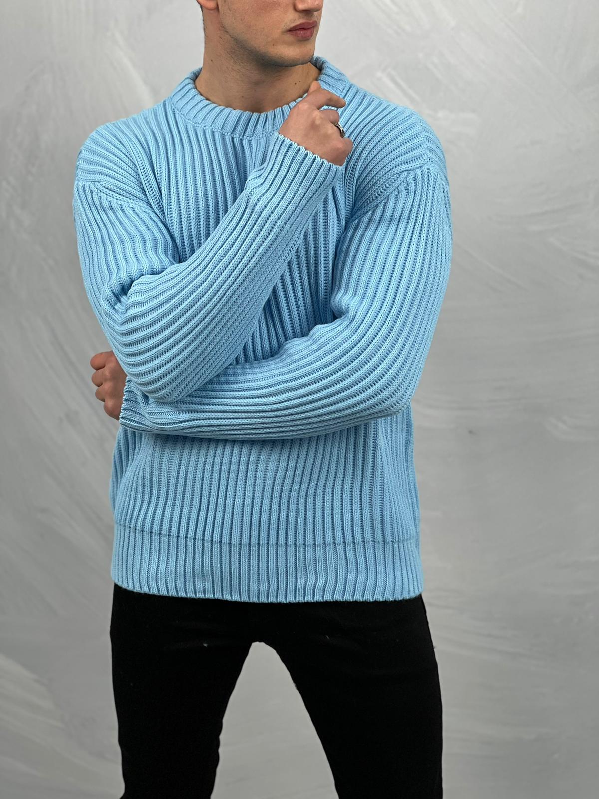 Kalın Çizgi Detaylı Oversize Kazak