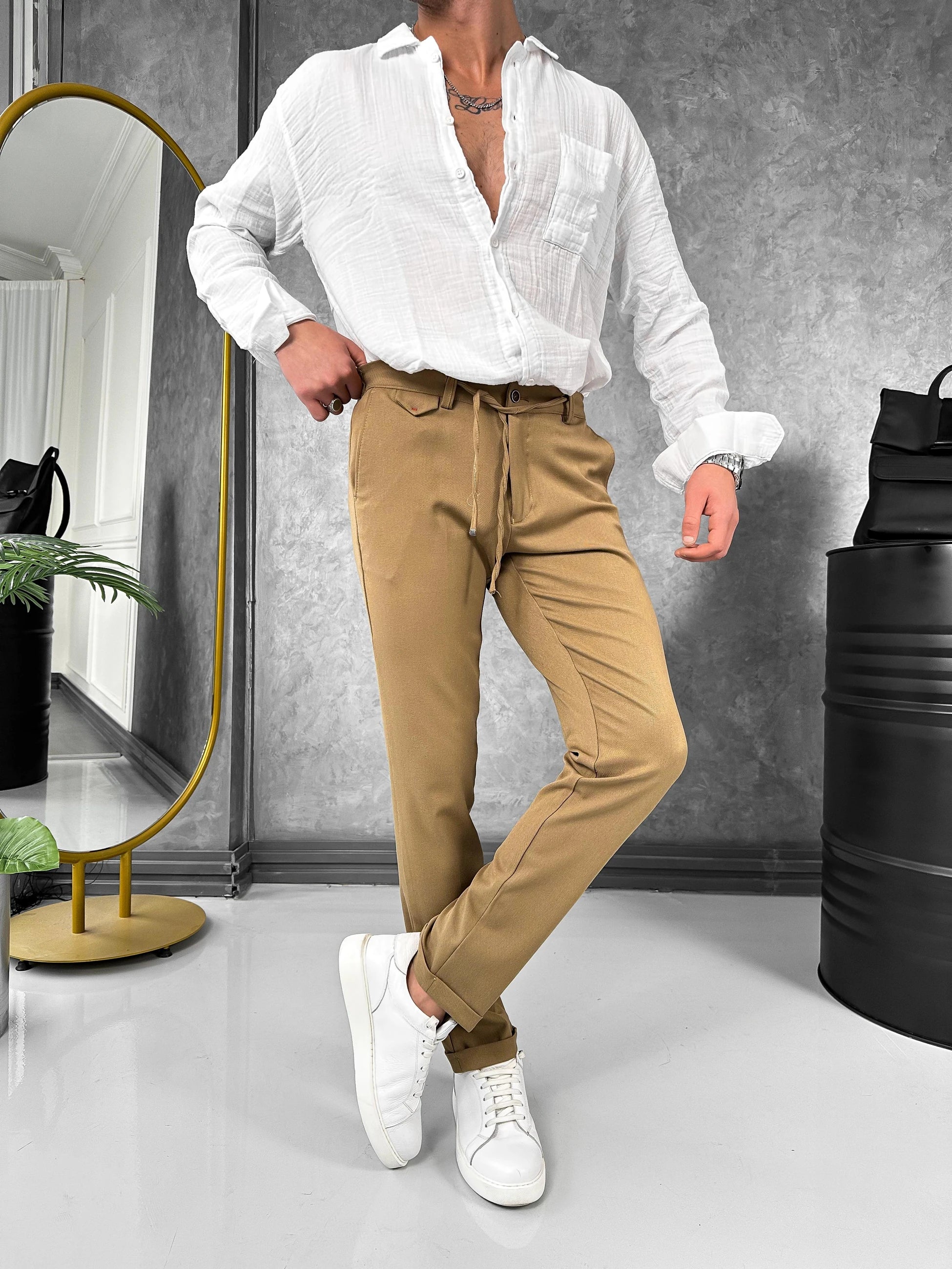 Yüksek Kalite Double Paça İp Detaylı Patolon