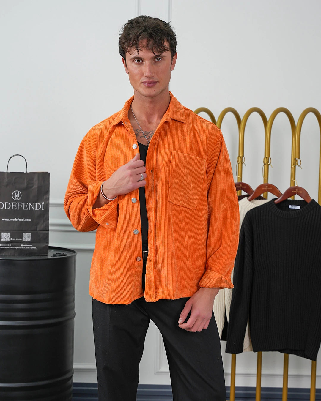 Fitil Kadife Oversize Gömlek