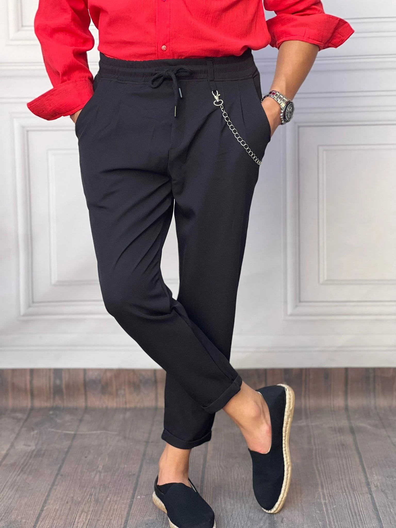 Yüksek Kalite Pile Detaylı Jogger Pantolon