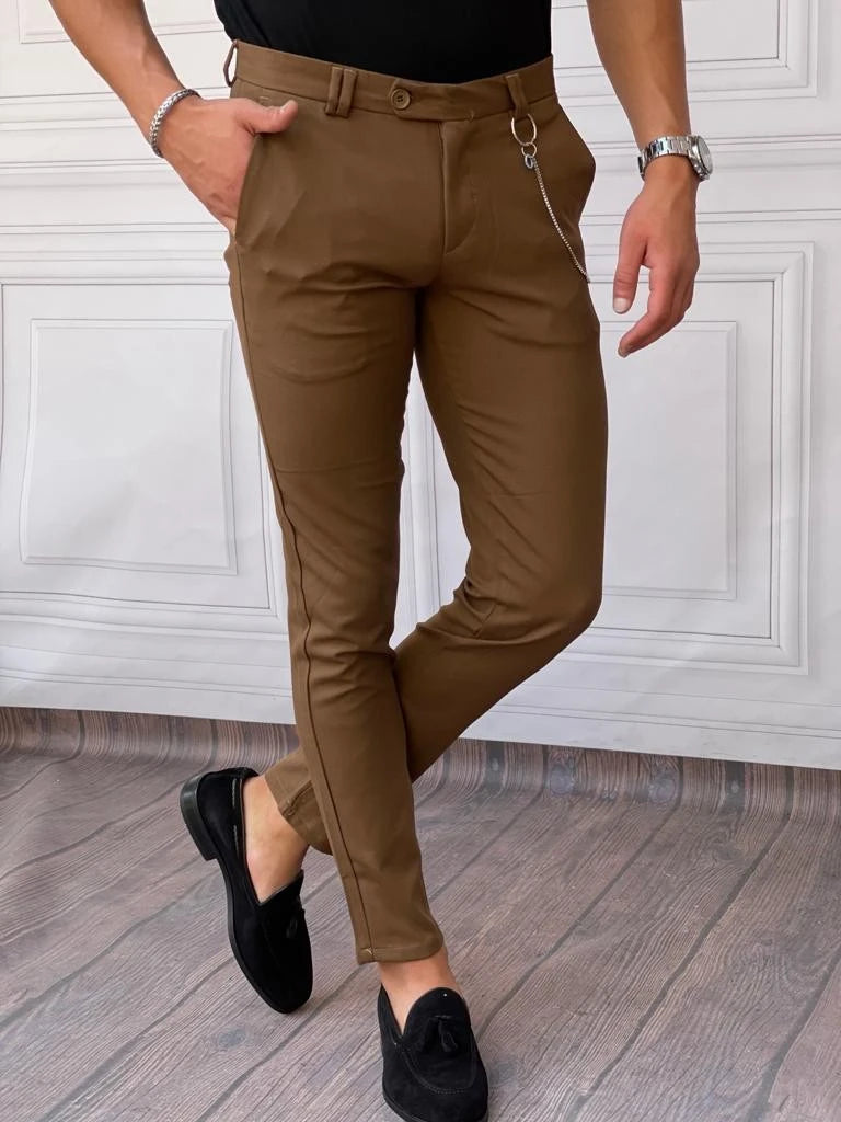 Slim Fit Kalıp Düz Kumaş Pantolon