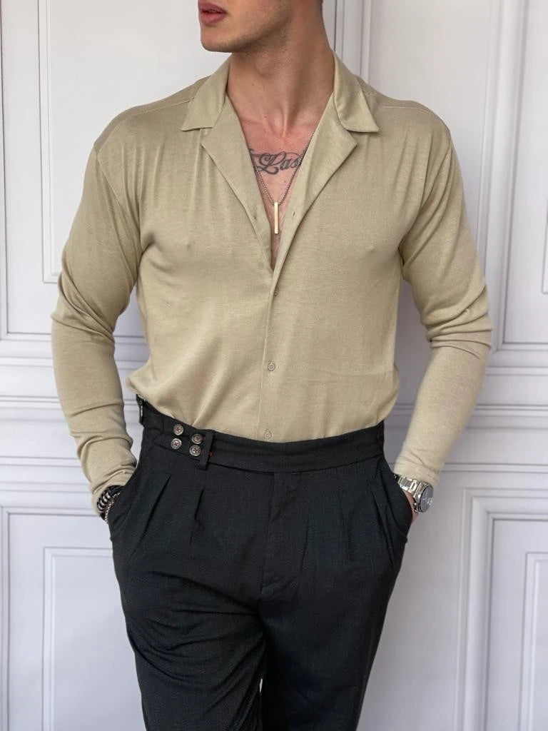 Slim Fit %100 Pamuk Triko Kumaş Gömlek