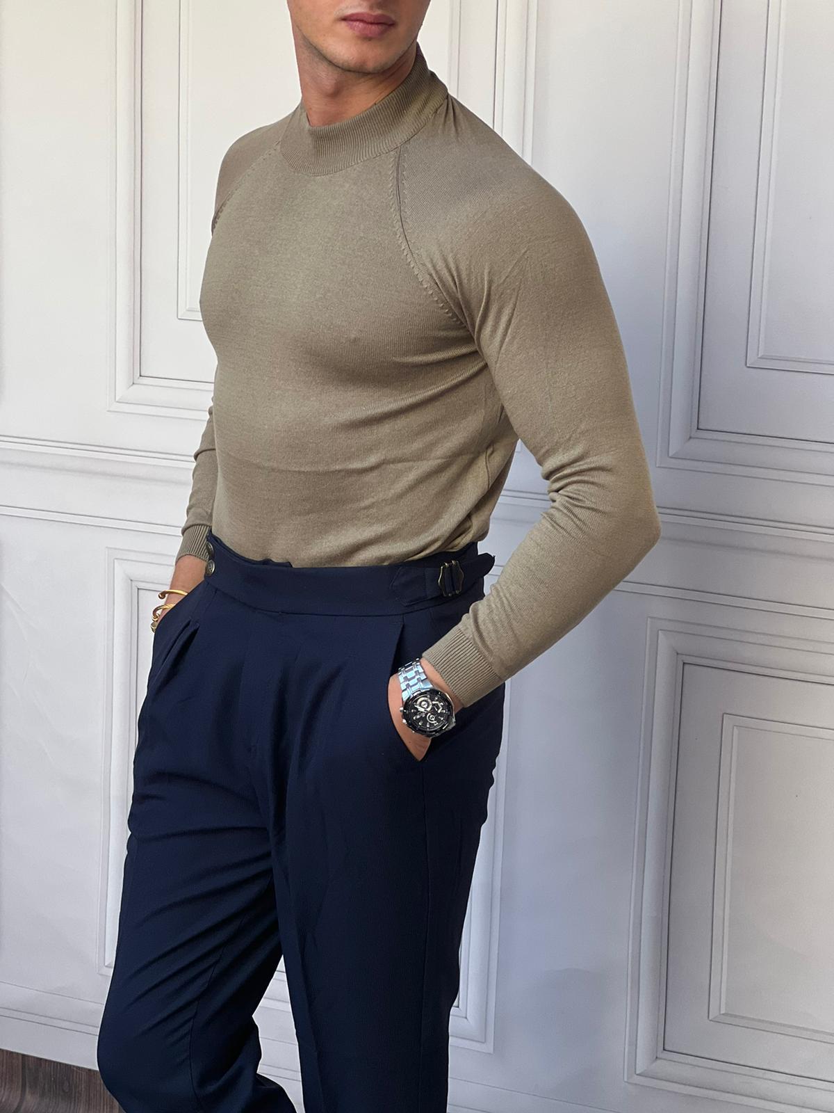 Slimfit Kalıp Pamuklu Triko Yarım Balıkçı Triko Kazak