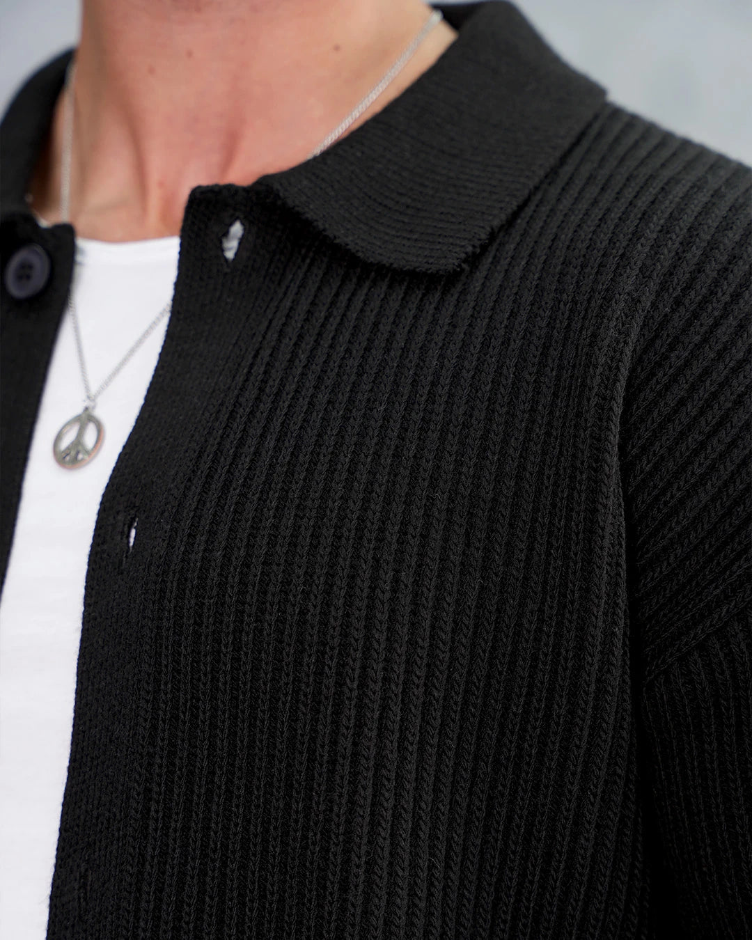 Düğmeli Gömlek Yaka Triko Hırka