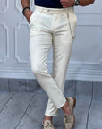 Slim Fit Kalıp Düz Kumaş Pantolon