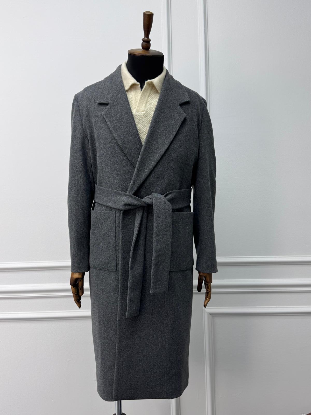 Yüksek Kalite Oversize Kesim Kemer Detaylı Kaban