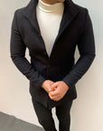 Slim Fit İtalyan Kesim Dik Yaka Kaşe Kaban