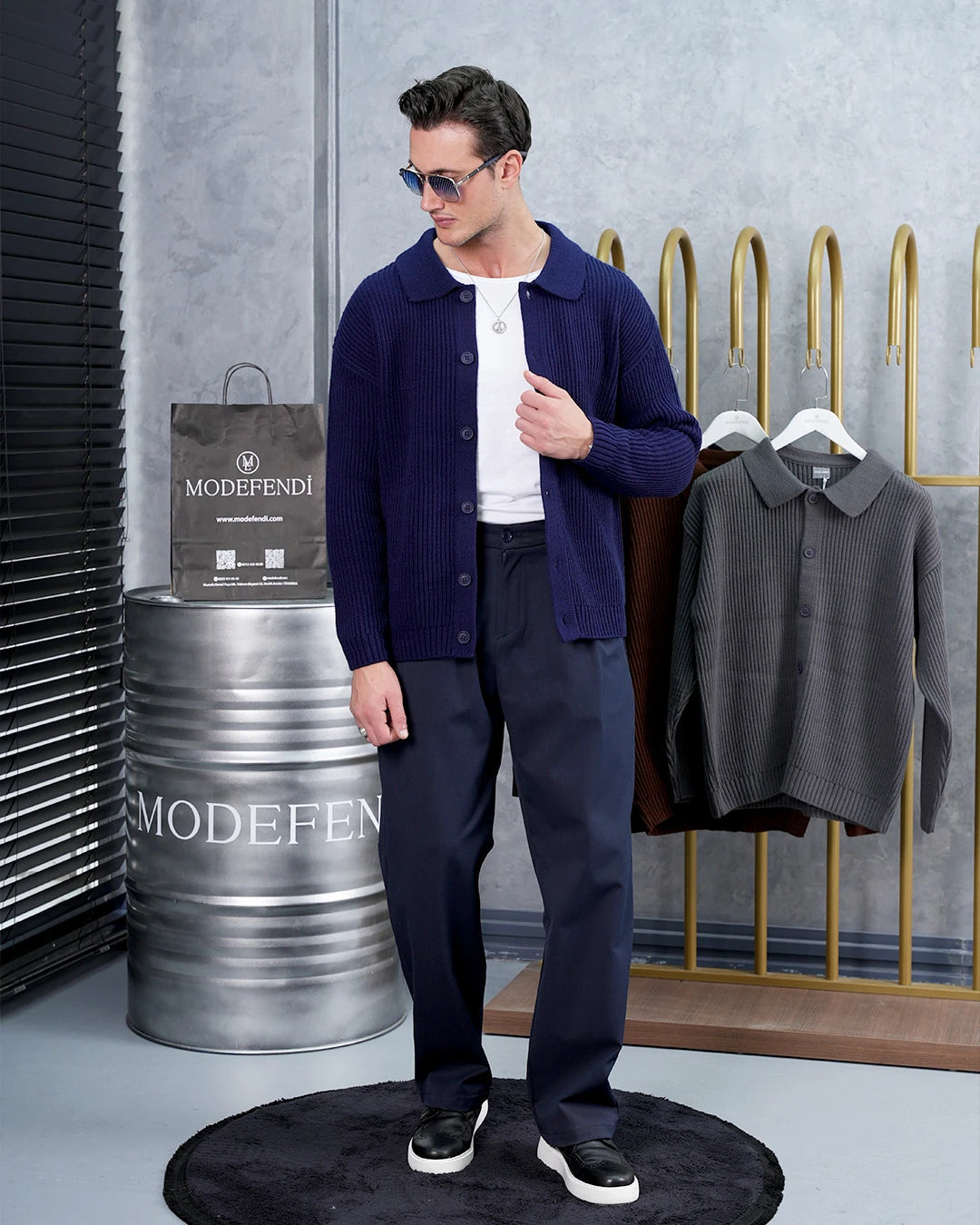 Düğmeli Gömlek Yaka Triko Hırka