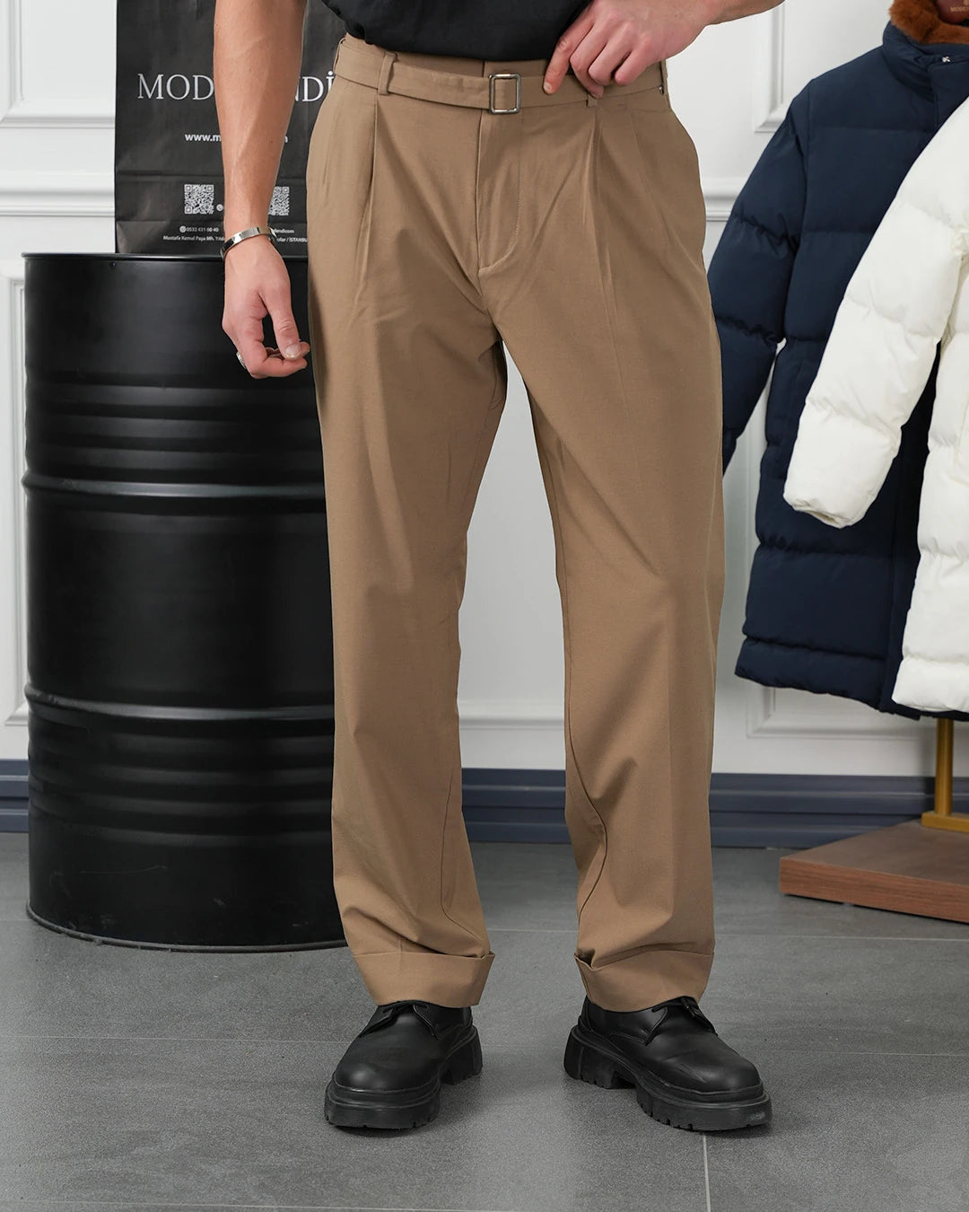 Kemer Detaylı Geniş Kalıp Baggy Pantolon