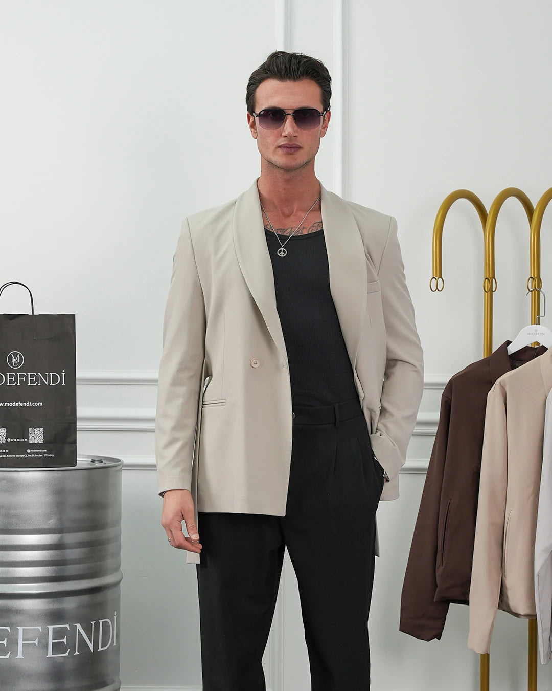 Şal Yaka Kuşak Detaylı Blazer Ceket