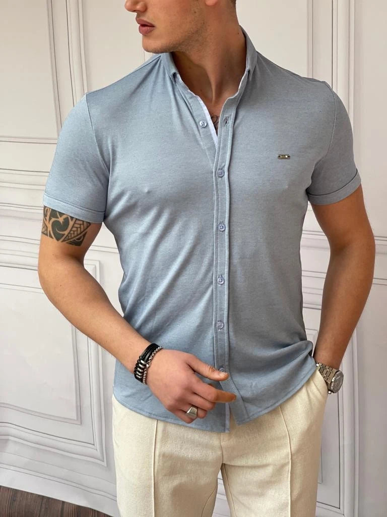 Slimfit Merserize Pamuk Kısa Kollu Gömlek