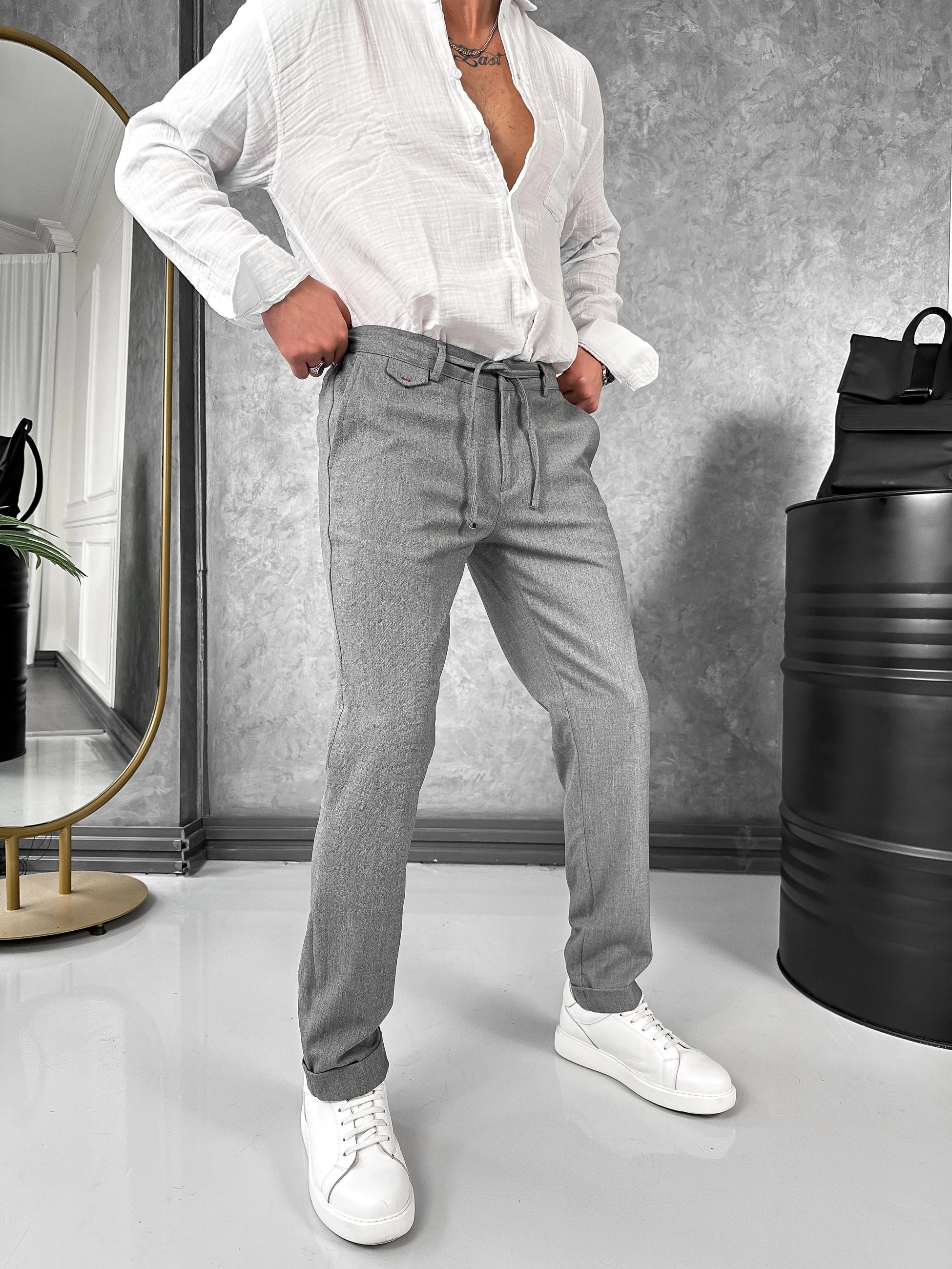 Yüksek Kalite Double Paça İp Detaylı Patolon