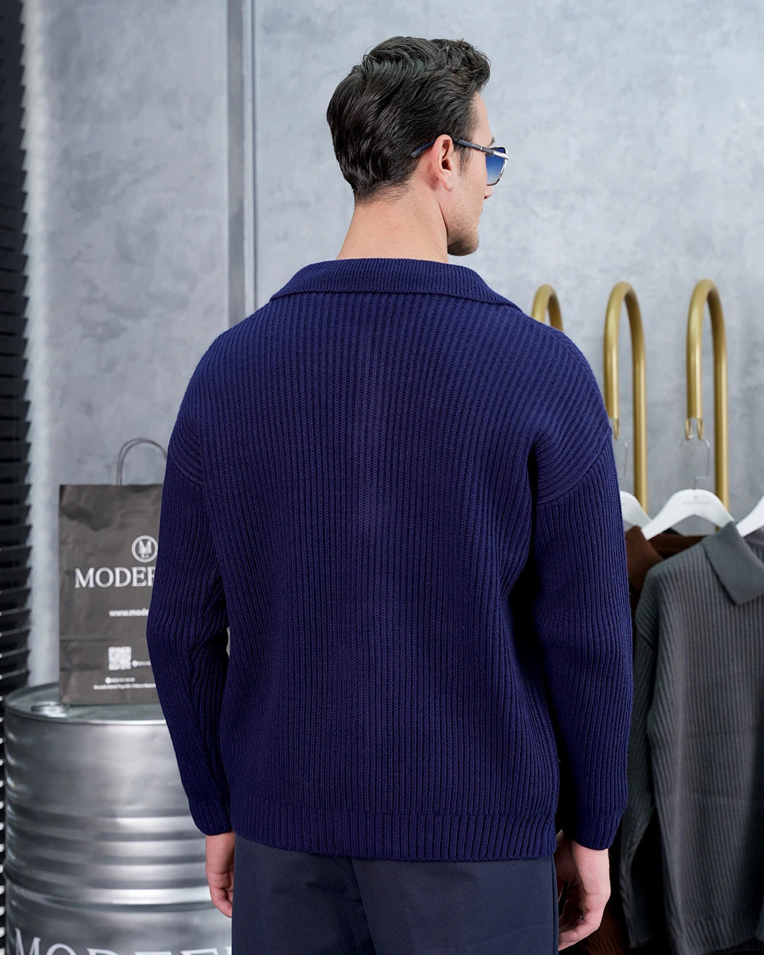 Düğmeli Gömlek Yaka Triko Hırka