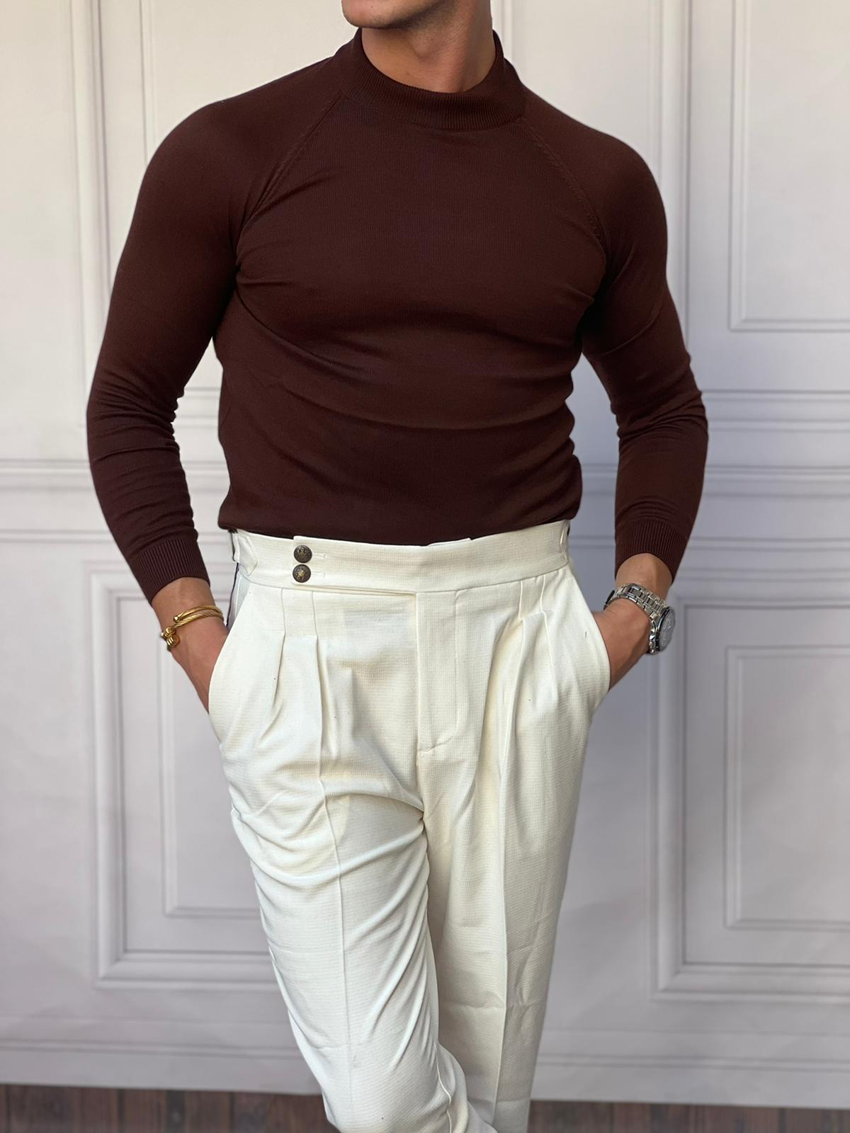 Slimfit Kalıp Pamuklu Triko Yarım Balıkçı Triko Kazak