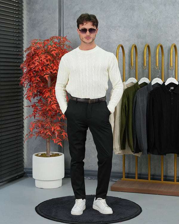 Örgü Dokulu Bisiklet Yaka Kazak