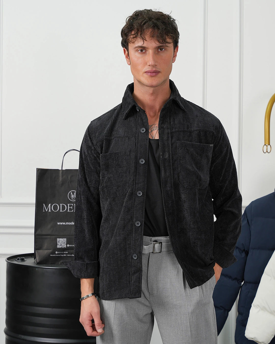 Fitil Kadife Oversize Gömlek