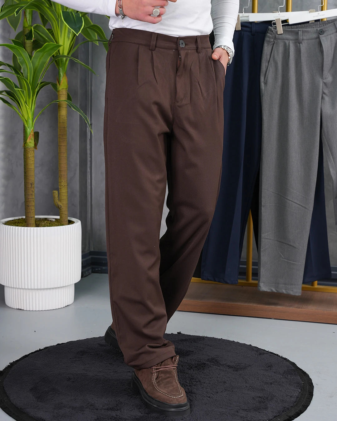 Çift Pile Pamuk Likra Baggy Kumaş Pantolon