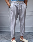 Linen Kumaş Çizgi Detaylı Pantolon