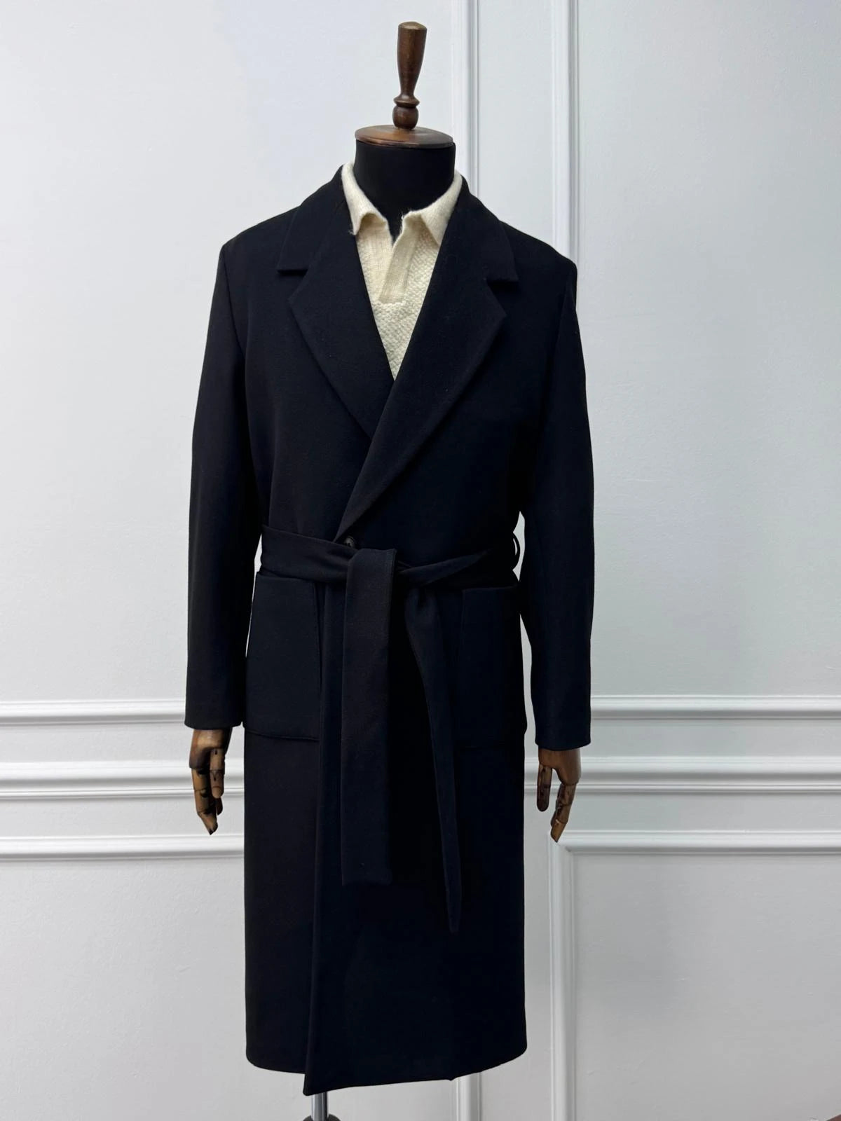 Yüksek Kalite Oversize Kesim Kemer Detaylı Kaban