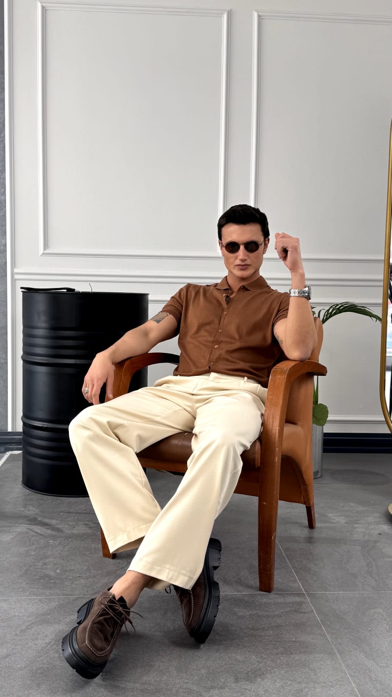 Slim Fit Polo Yaka Triko Pamuk Kısa Kollu Gömlek