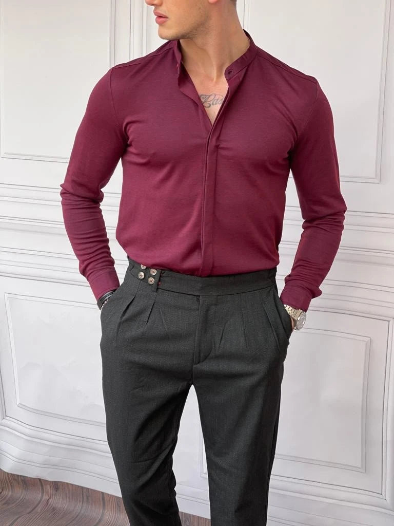 %100 Pamuklu Slimfit Gizli Kanun Yaka Gömlek