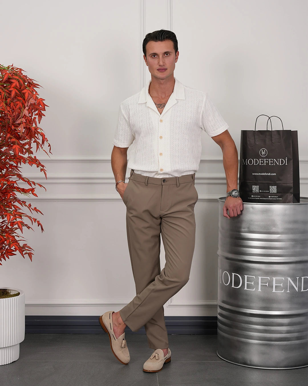 Örme Triko Kumaş Desenli Gömlek