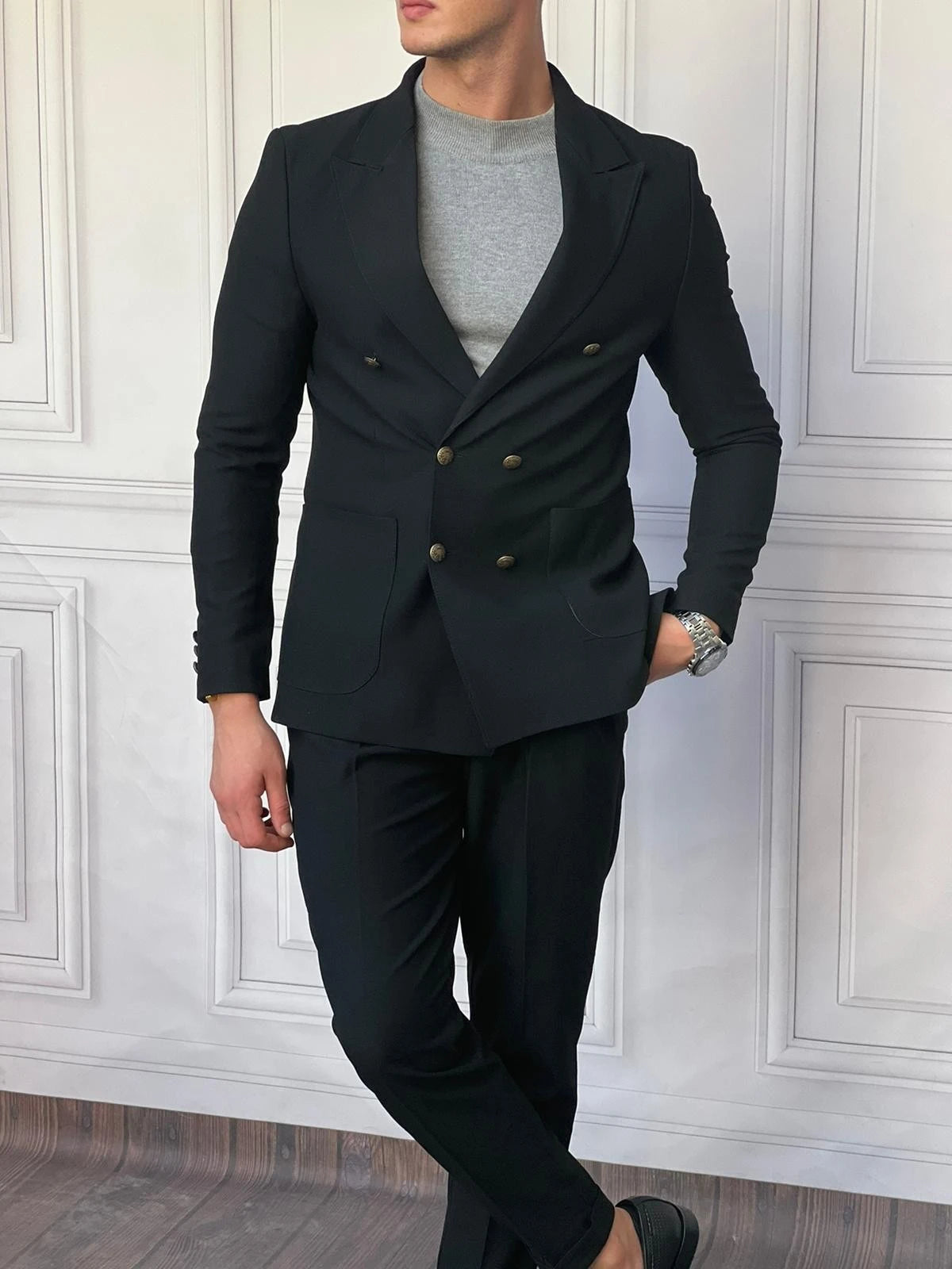 Petek Örme Pamuk Likra İtalyan Kesim Slimfit Ceket Pantolon Takım Elbise