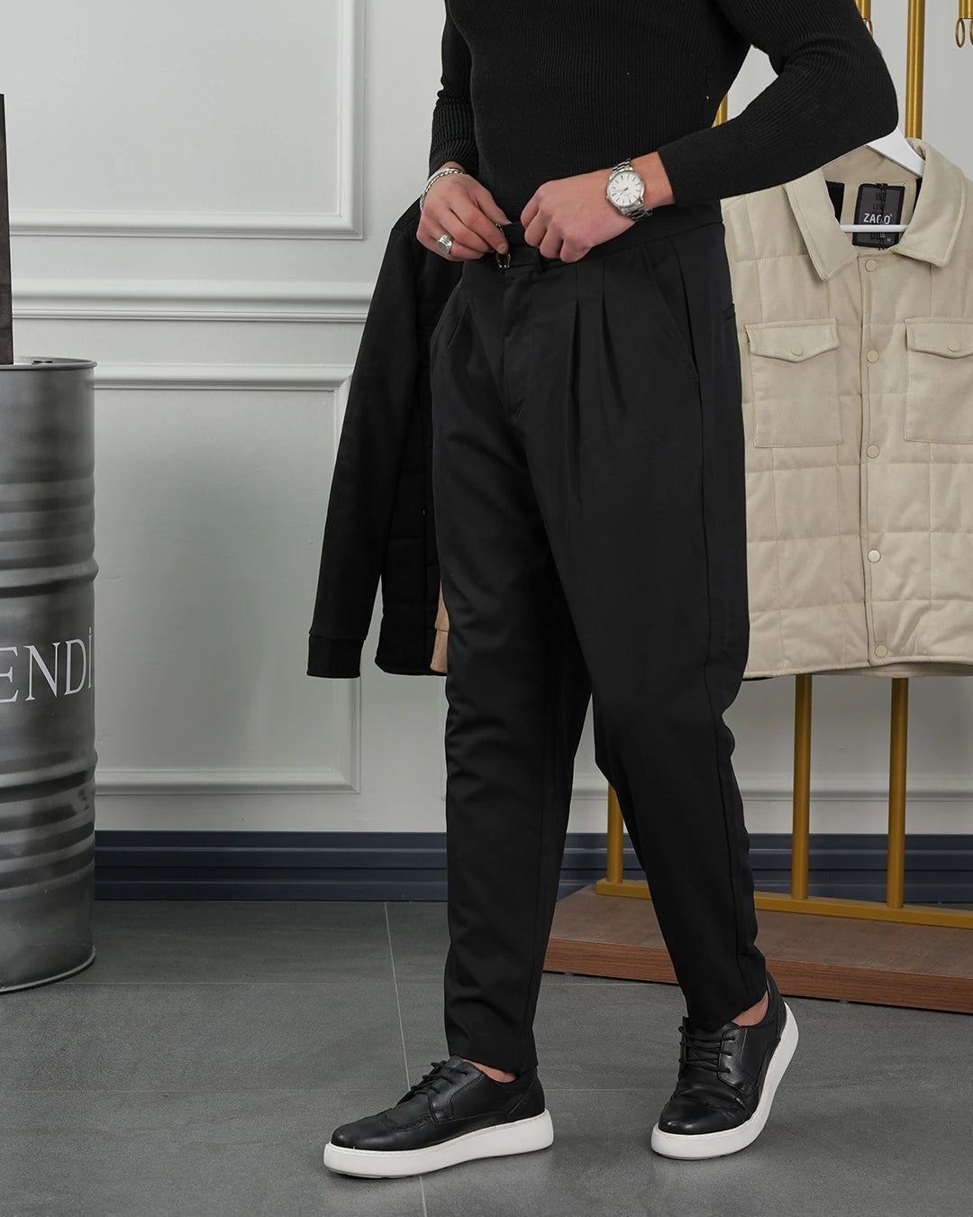 Toka Detaylı Çift Pile İtalyan Kesim Pantolon