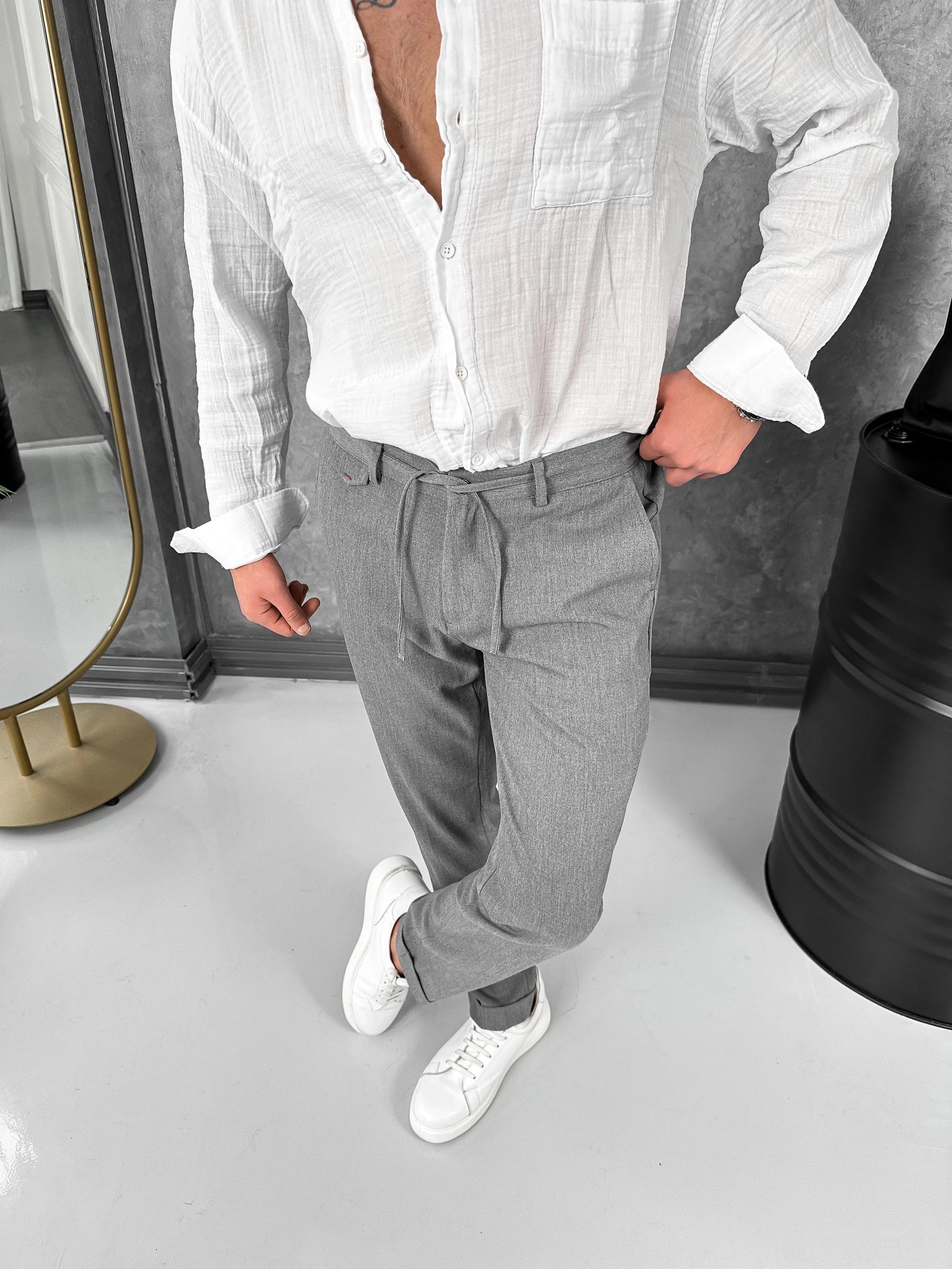 Yüksek Kalite Double Paça İp Detaylı Patolon