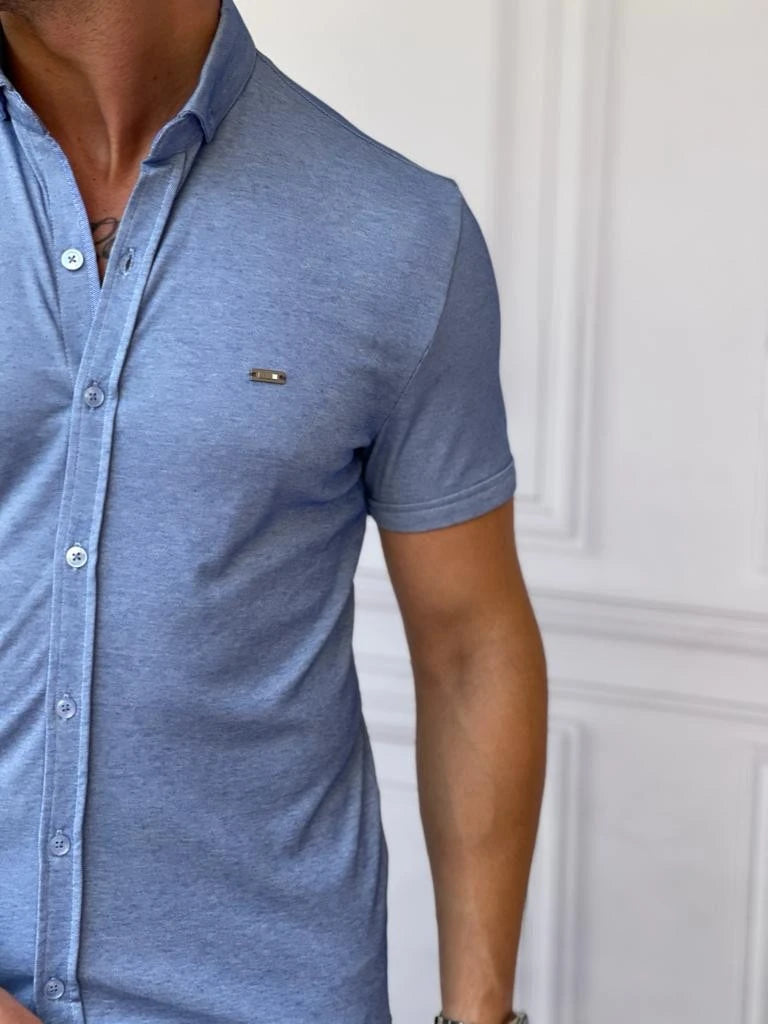 Slimfit Merserize Pamuk Kısa Kollu Gömlek
