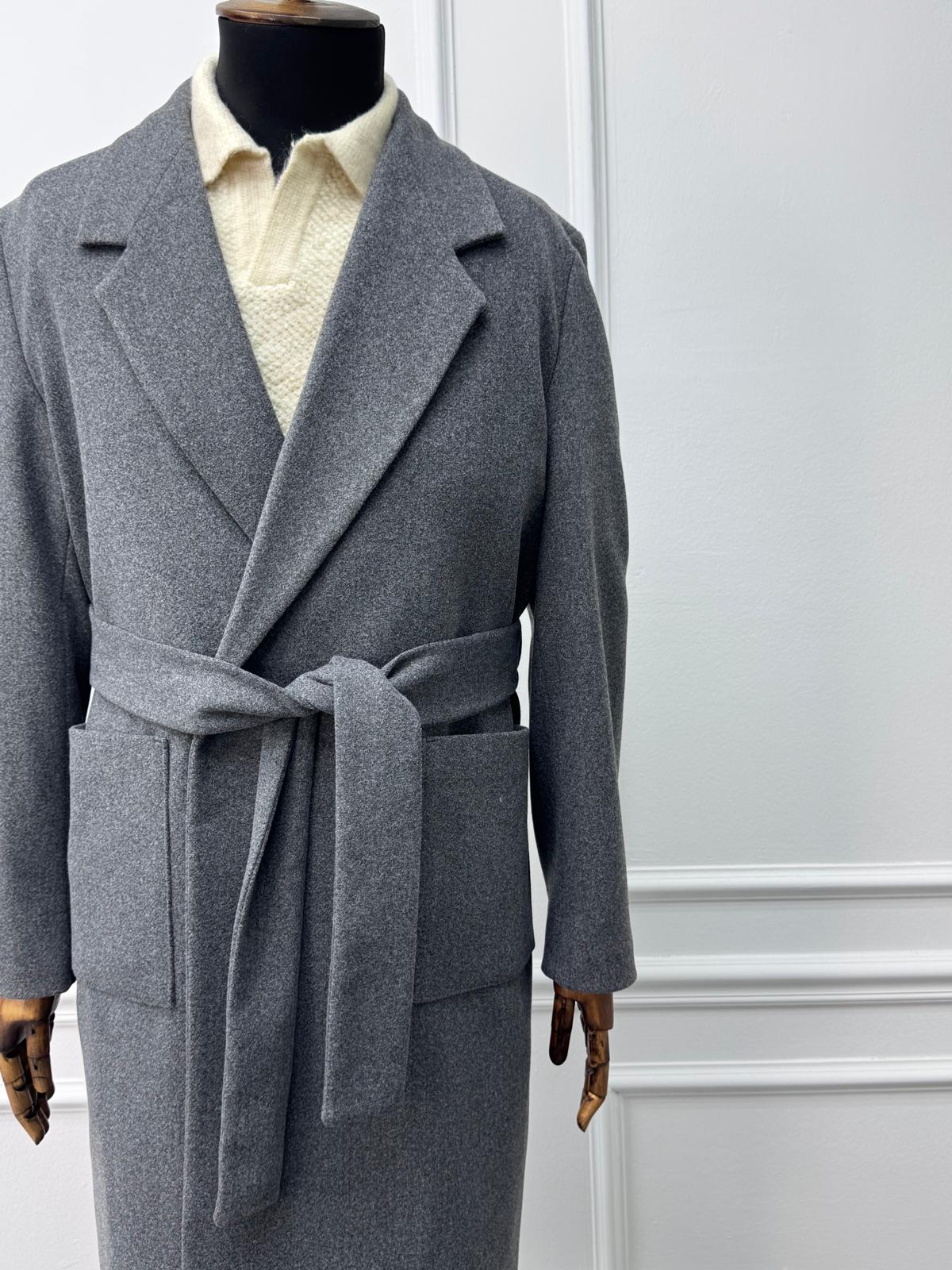 Yüksek Kalite Oversize Kesim Kemer Detaylı Kaban