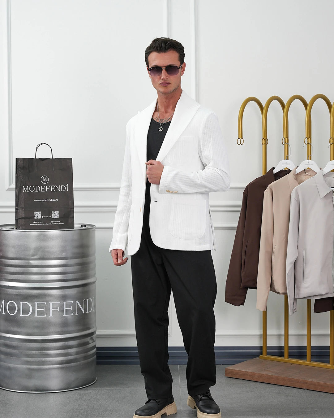 %100 Pamuk Keten Modern Fit Keten Ceket