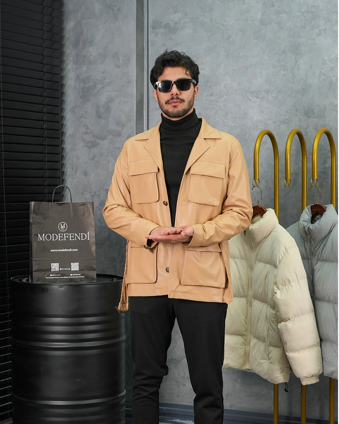 Torba Cep Kemer Detaylı Deri Mont