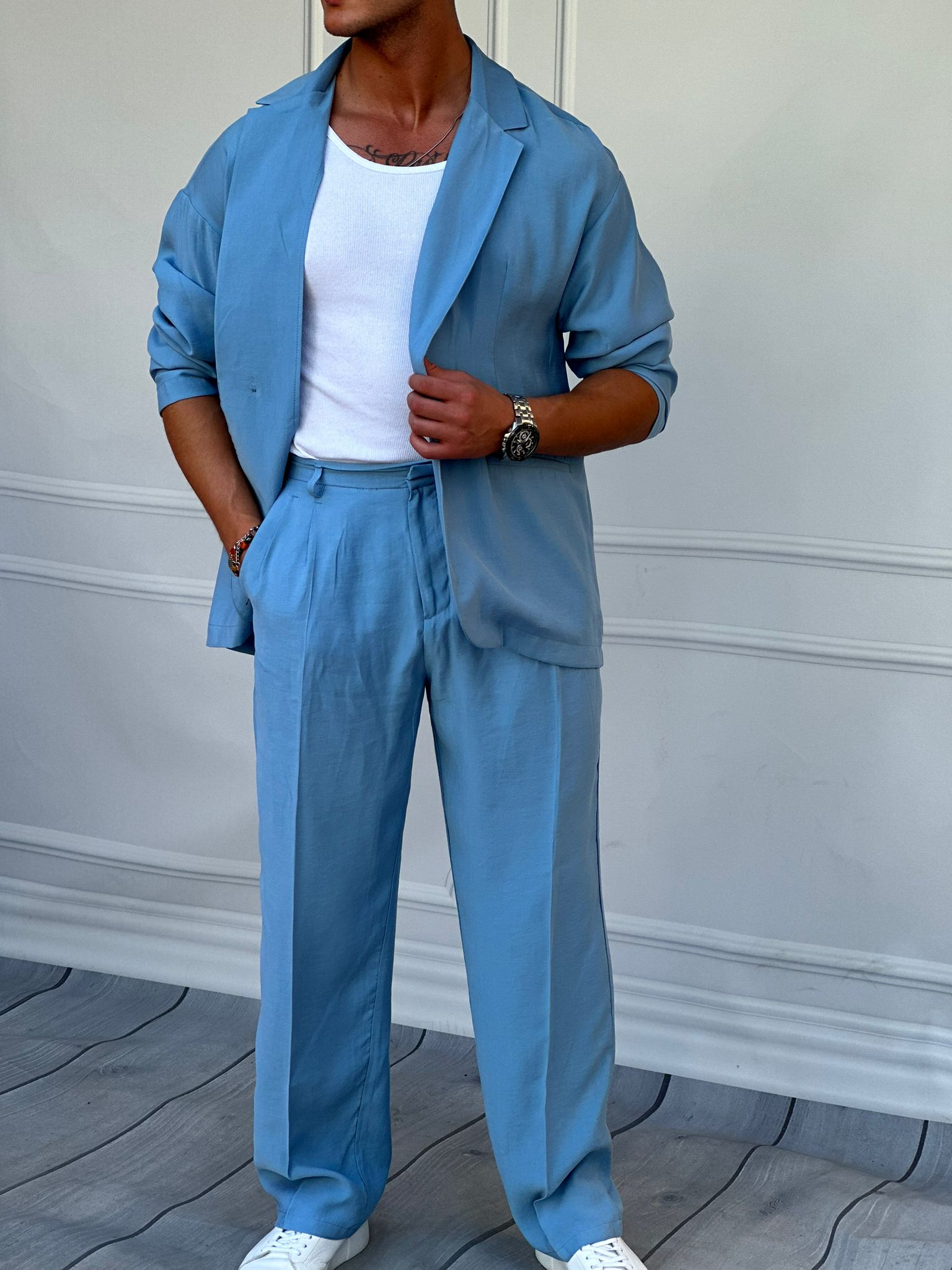 Marino Tam Yazlık Extra Oversize %100 Keten Takım