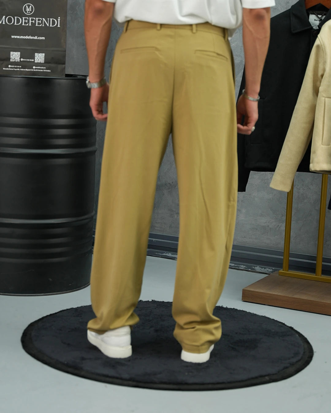 Baggy Kalıp Pile Detaylı Kumaş Pantolon