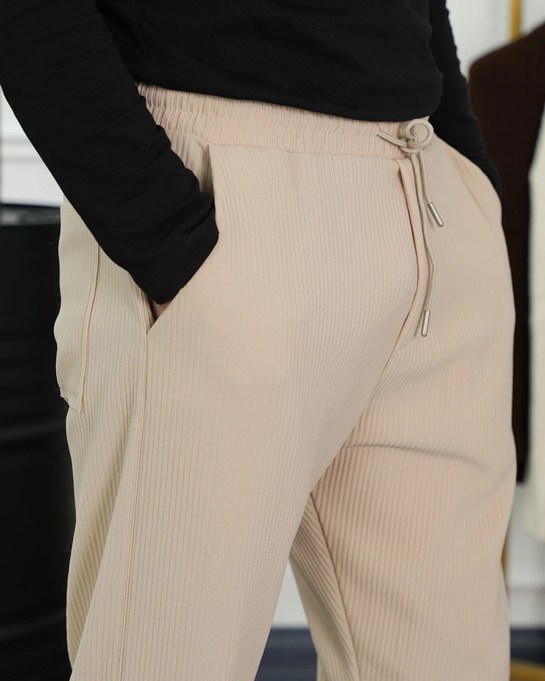 Kalın Fitil Desen Jogger Pantolon