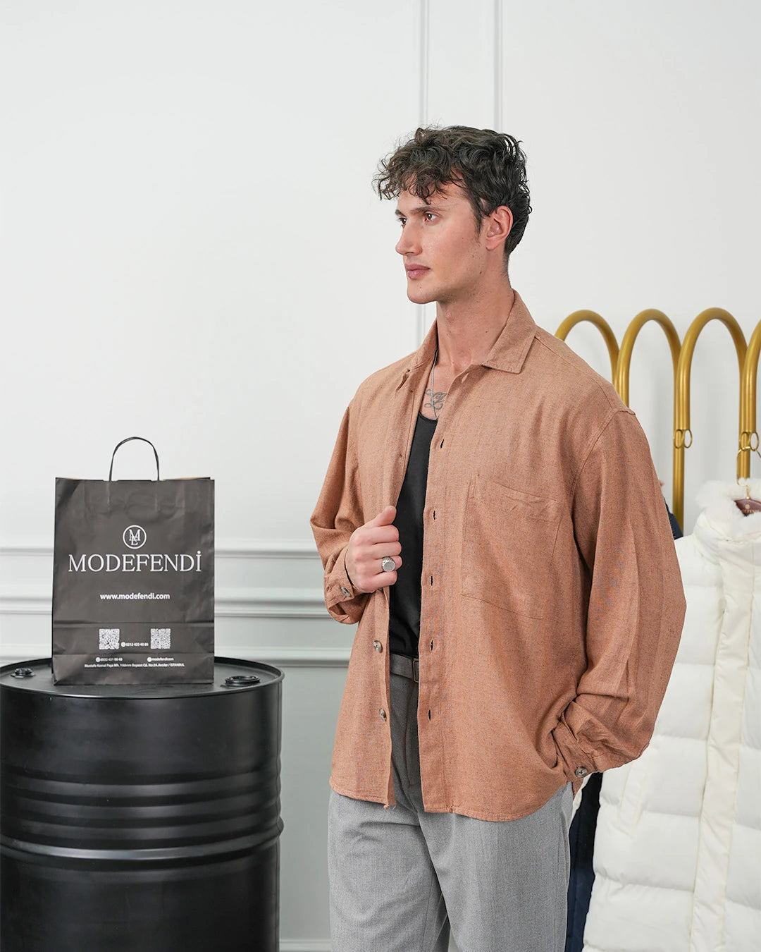 Tek Cepli Keten Yazlık  Oversize  Gömlek