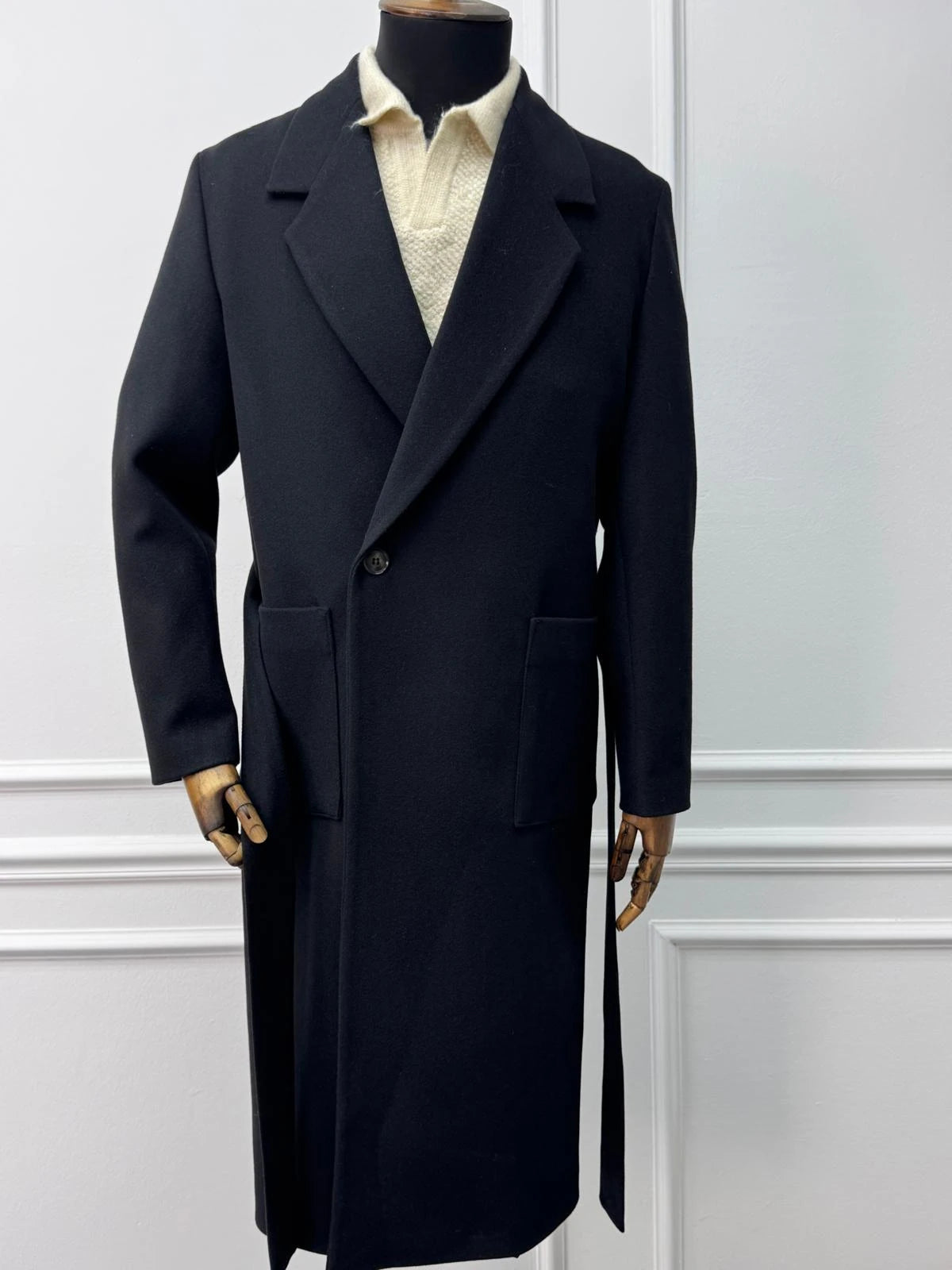 Yüksek Kalite Oversize Kesim Kemer Detaylı Kaban