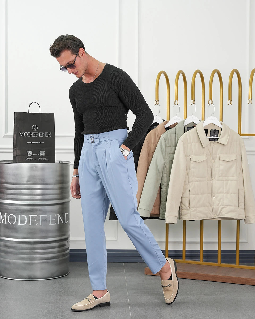 Toka Detaylı Çift Pile İtalyan Kesim Pantolon